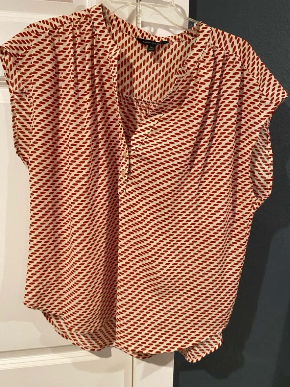 Banana Republic Cream Blouse with Rust Geometric Print